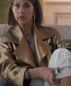 Claire Upgraded 2024 Golden Faux Leather Jacket