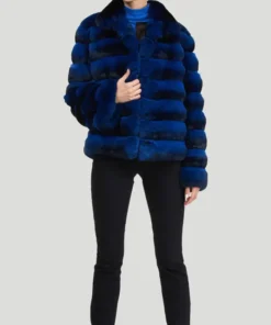 Classic Blue Chinchilla Fur Jacket