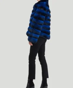 Classic Blue Chinchilla Fur Jacket side