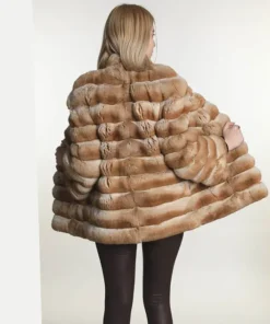 Coffee Cream Chinchilla Fur Coat back