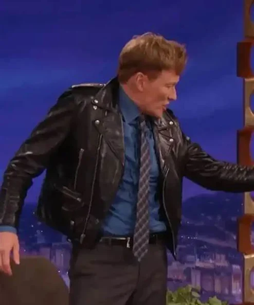 Conan OBrien Biker Leather Black Jacket