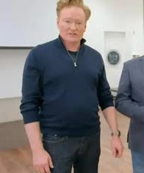 Conan OBrien Must Go Half Zip Up Blue Jacket