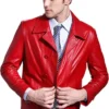 Couple Valentines Day Red Leather Jacket