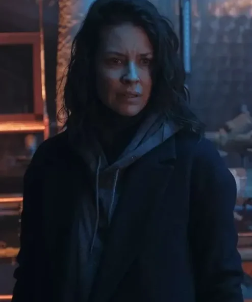 Crisis Evangeline Lilly Black Wool Coat