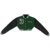 Cropped green varsity jacket