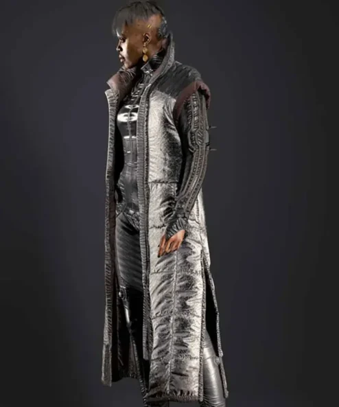 Cyberpunk 2077 Brigitte Silver Puffer Long Coat