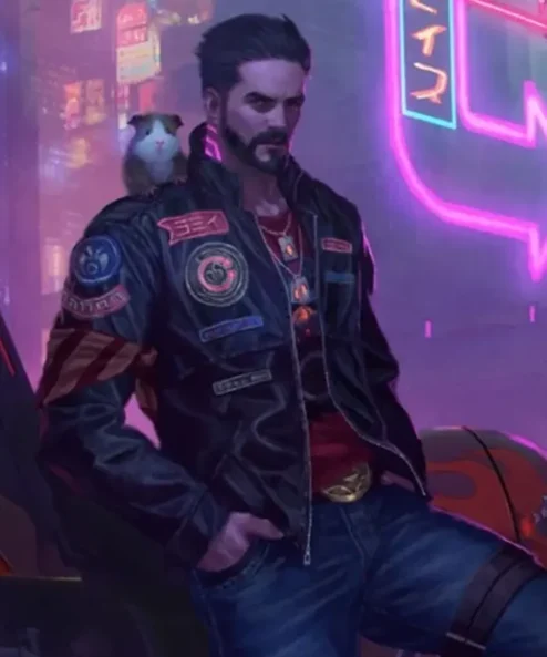 Cyberpunk 2077 Neon Future Black Leather Jacket