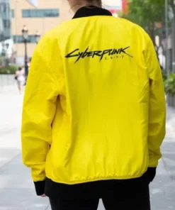 Cyberpunk 2077 Yellow Cotton Bomber Jacket Back