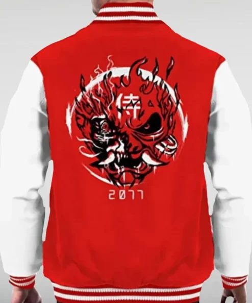 Cyberpunk Varsity Wool Jacket Red
