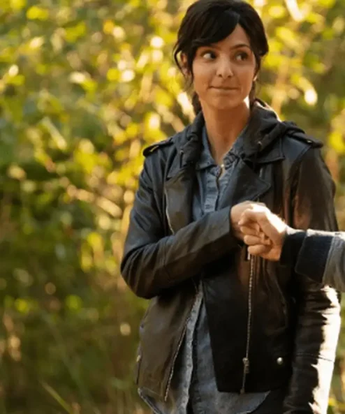 DCs Legends of Tomorrow S07 Zari Tomaz Biker Black Leather Jacket