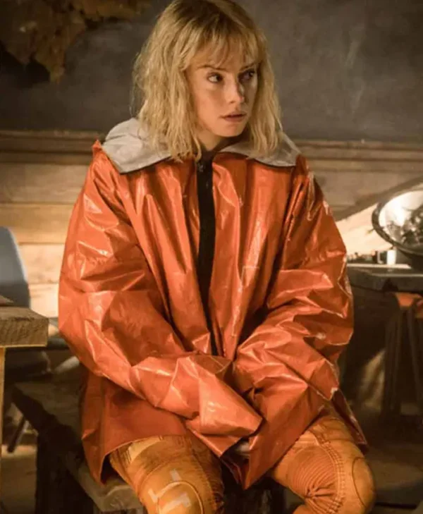 Daisy Ridley Chaos Walking Parachute Orange Jacket