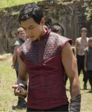 Daniel Wu Into the Badlands Red Studded Leather Vest