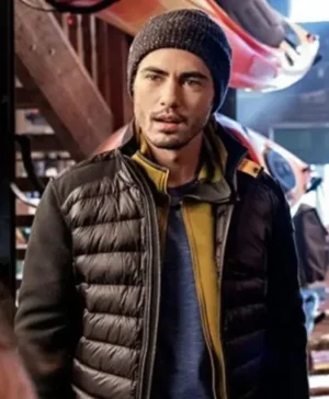 Darren Barnet Love Hard 2021 Black Parachute Puffer Jacket