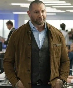 Dave Bautista JJ My Spy Brown Suede Leather Jacket