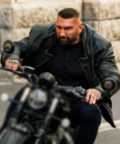 Dave Bautista My Spy JJ Black Cafe Racer Leather Jacket