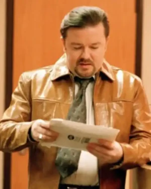 David Brent The Office Brown Leather Jacket
