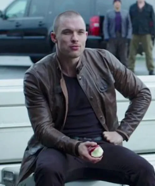 Deadpool Ed Skrein Brown Leather Jacket
