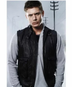 Dean Winchester Supernatural Black Genuine Leather Vest