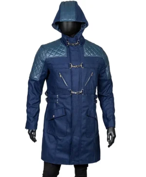 Devil May Cry 5 Nero Wool Blue Denim Quilted Hooded Coat