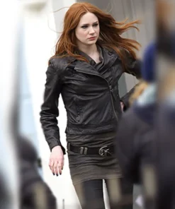 Doctor Who Amy Pond Black Biker Leather Jacket