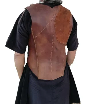 Dogan Alp Ertugrul Ghazi Brown Leather Vest back look