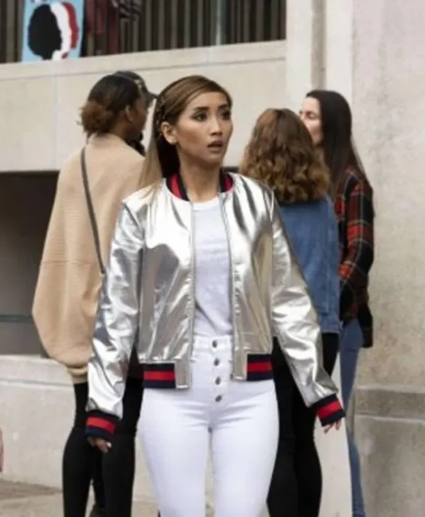 Dollface S01 EP09 Brenda Song Silver Jacket