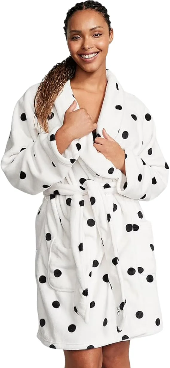 Dotted Black Victoria Secret Short Robe