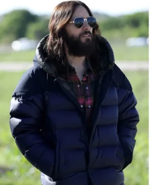 Dr. Michael Morbius Blue Satin Puffer Hooded Jacket