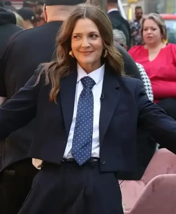 Drew Barrymore NYC 2024 Navy Blue Blazer