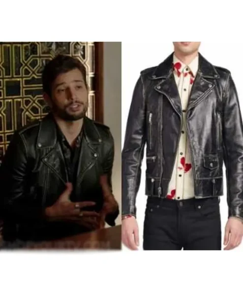 Dynasty S04 Sam Flores Black Distressed Biker Jacket