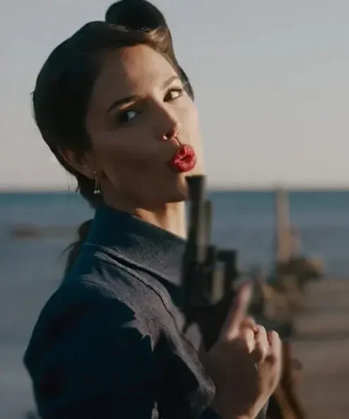 Eiza Gonzalez The Ministry of Ungentlemanly Warfare Blue Jacket side