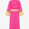 Pink designer-inspired robe with soft lining and full-length sleeves