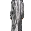Elizabeth Gillies TV Series Dynasty Season 03 Fallon Carrington Silver Metallic Mid Length Coat