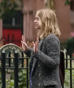 Elizabeth Lail You S02 Grey Long Wool Trench Coat