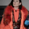 Elsbeth Carrie Preston Orange Faux Puffer Coat