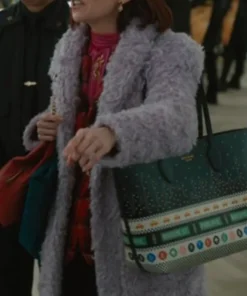 Elsbeth Carrie Preston Purple Faux Fur Coat