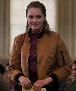 Emilia Jones Coda Brown Cotton Bomber Jacket