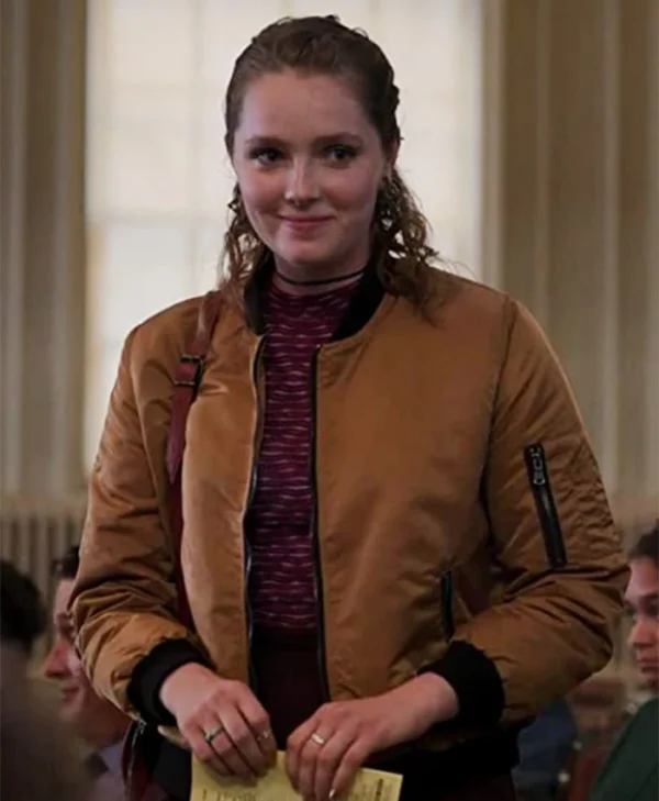 Emilia Jones Coda Brown Cotton Bomber Jacket