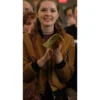 Emilia Jones Coda Brown Cotton Bomber Jacket Side look