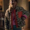 Emilia Jones Locke and Key Fur Leopard Print Jacket