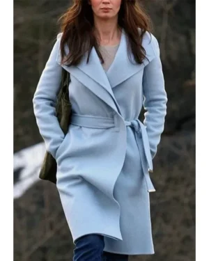 Emily Blunt The Girl on the Train Baby Blue Coat