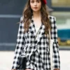 Emily Cooper Emily In Paris Checked Cotton Blazer Front Look