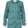 Emily Cooper Emily In Paris Green Multi Pocket Coat