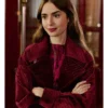 Emily In Paris Emily Cooper Maroon Velvet Jacket