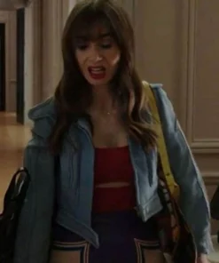 Emily In Paris S03 Emily Cooper Cropped Leather Jacket