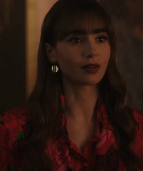 Emily In Paris S03 Emily Cooper Red Rose Printed Blazer