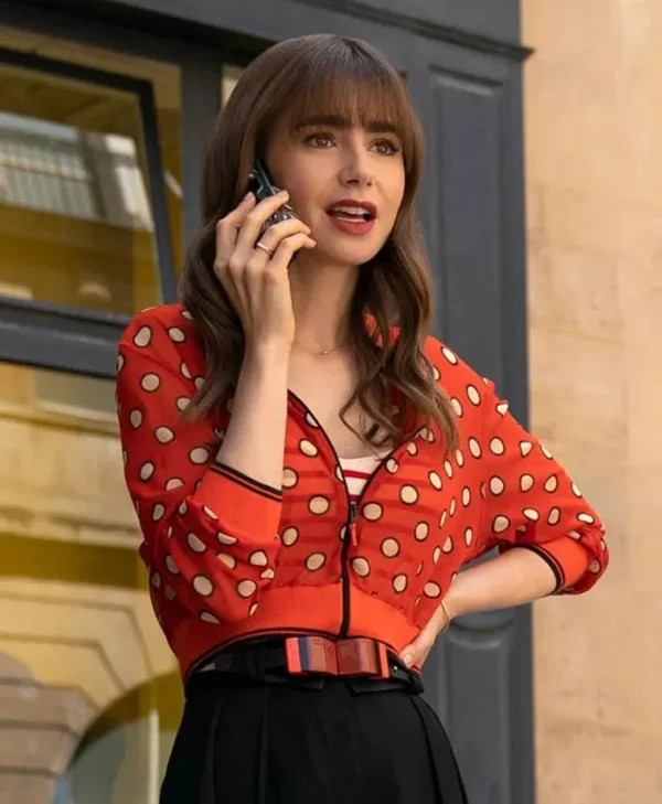 Emily In Paris S3 Emily Cooper Dotted Cropped Jacket