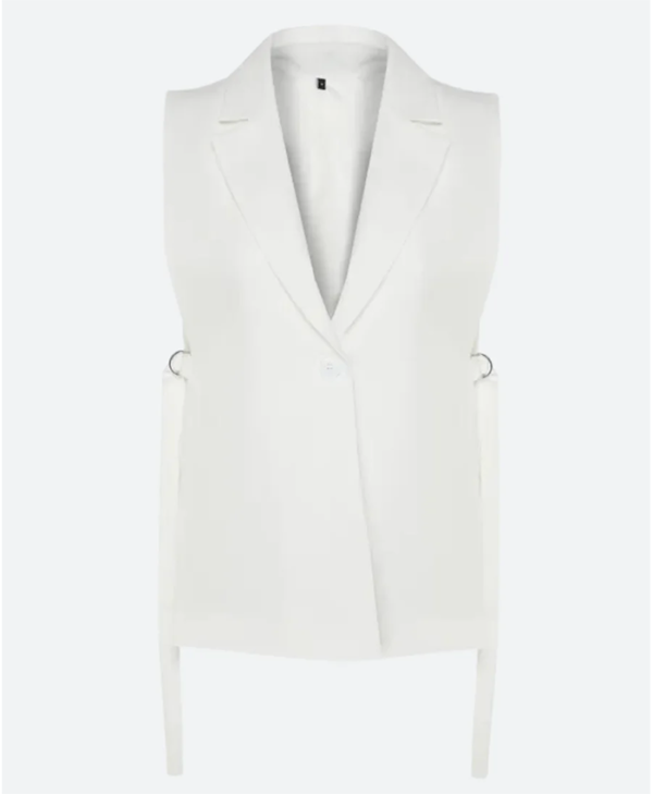 Emily in Paris Lily Collins White Cotton Vest