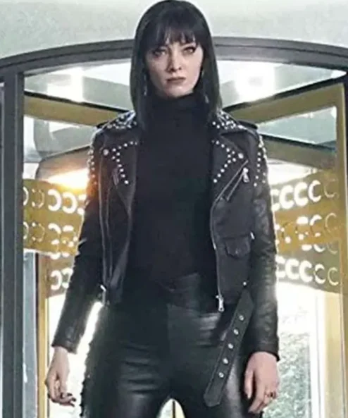 Emma Dumont The Gifted Black Leather Cropped Jacket
