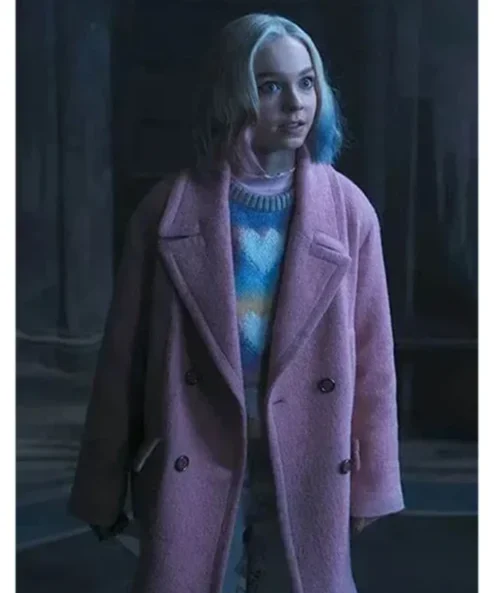Emma Myers Wednesday 2022 Pink Coat